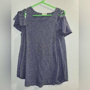 Umgee Grey Cold Shoulder Top
